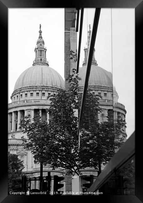 St Paul's Cathedral reflected in a window Framed Print by Lensw0rld 