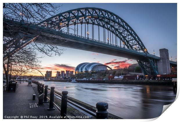 Sunrise on the Tyne  Print by Phil Reay