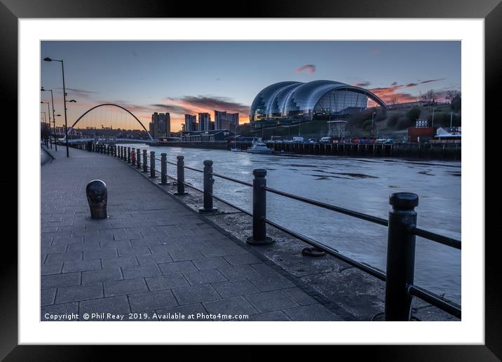 Newcastle quayside at sunrise Framed Mounted Print by Phil Reay
