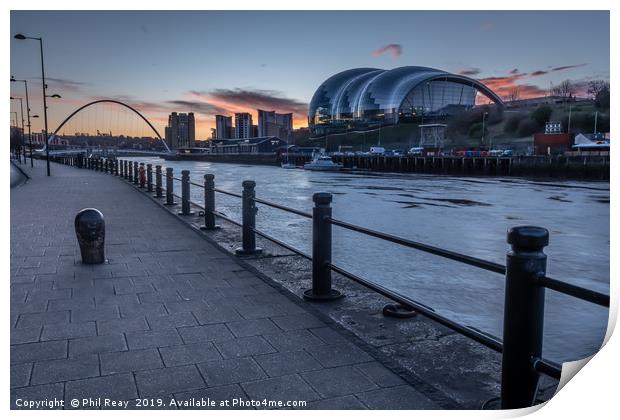 Newcastle quayside at sunrise Print by Phil Reay