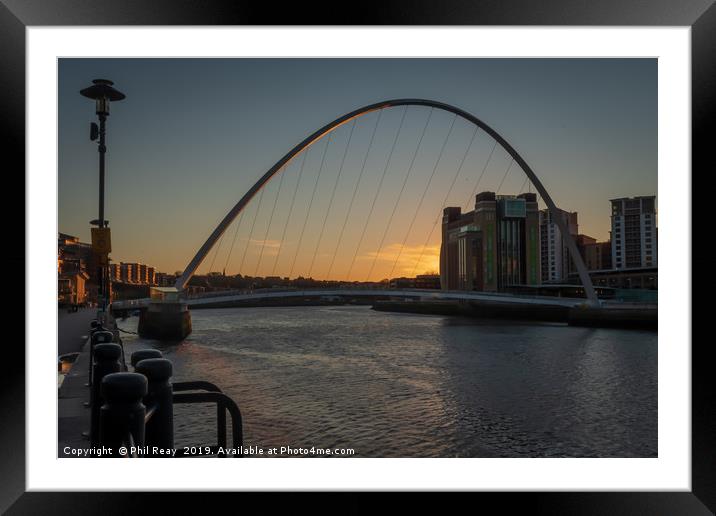 The Millennium Bridge at sunrise Framed Mounted Print by Phil Reay