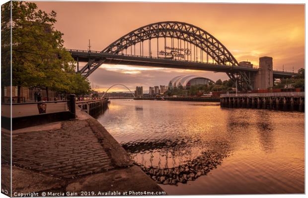 Newcastle Quayside, Newcastle Canvas Print by Marcia Reay