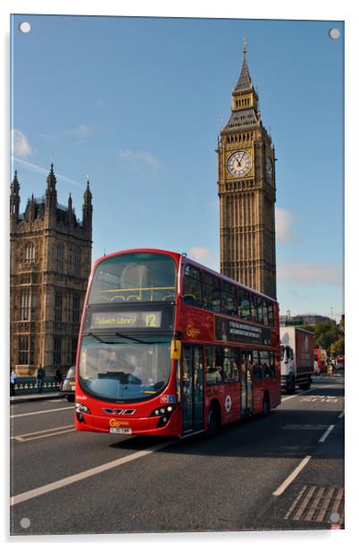Big Ben Red Bus on Westminster Bridge London Acrylic by Andy Evans Photos