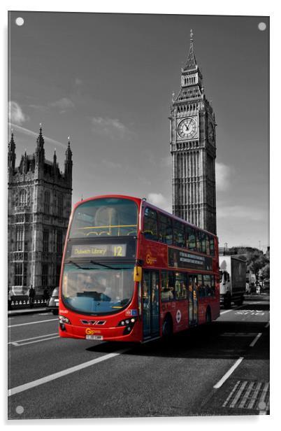 Big Ben Red Bus on Westminster Bridge London Acrylic by Andy Evans Photos