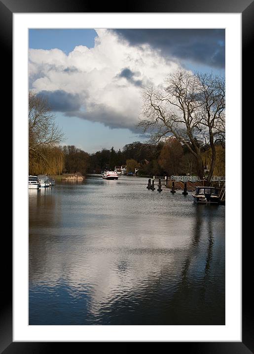 View up Thames from Streatley Bridge Framed Mounted Print by Joyce Storey