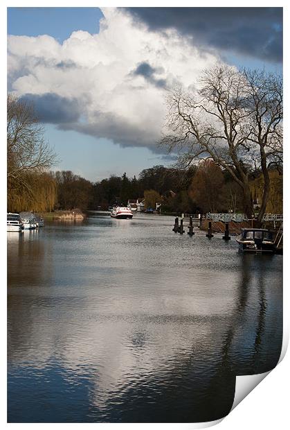 View up Thames from Streatley Bridge Print by Joyce Storey