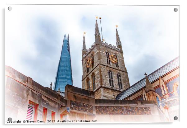 The Shard and Southwark Cathedral Acrylic by Trevor Camp