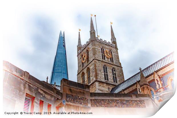 The Shard and Southwark Cathedral Print by Trevor Camp