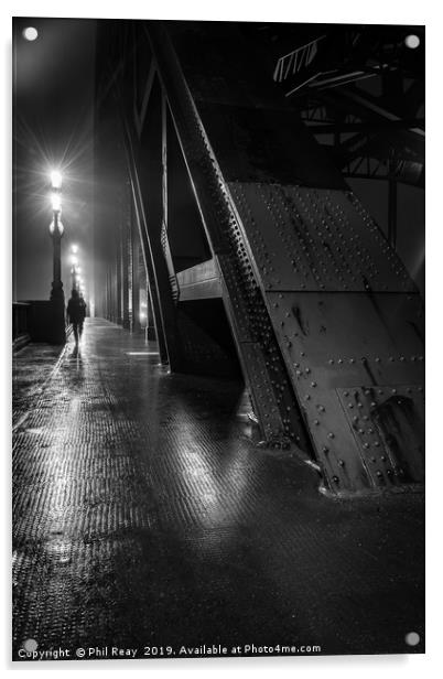 Tyne Bridge at night Acrylic by Phil Reay