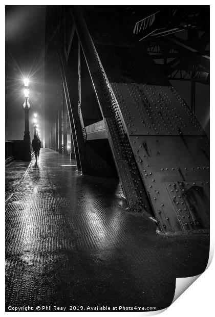 Tyne Bridge at night Print by Phil Reay