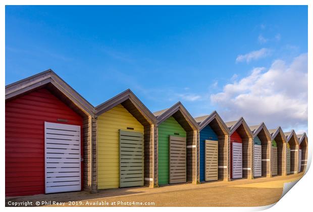 Beach huts Print by Phil Reay