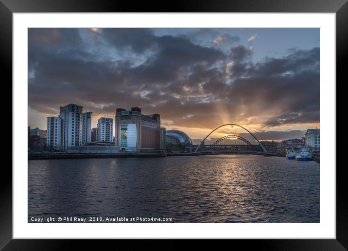 The Tyne at sunset Framed Mounted Print by Phil Reay