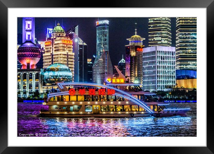 Pudong District Night Scene, Shanghai, China Framed Mounted Print by Daniel Ferreira-Leite