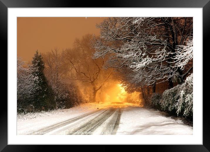 Fiery Winter Drive Framed Mounted Print by tammy mellor