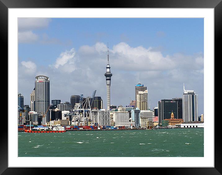 Auckland Water Front Framed Mounted Print by Ray Lewis