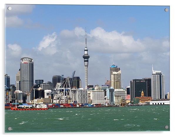 Auckland Water Front Acrylic by Ray Lewis