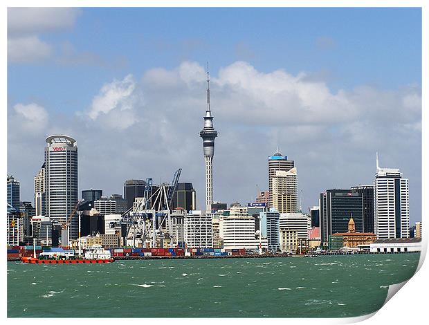 Auckland Water Front Print by Ray Lewis