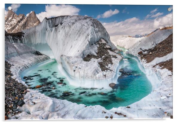 Glacial River on Baltoro Glacier Acrylic by George Robertson