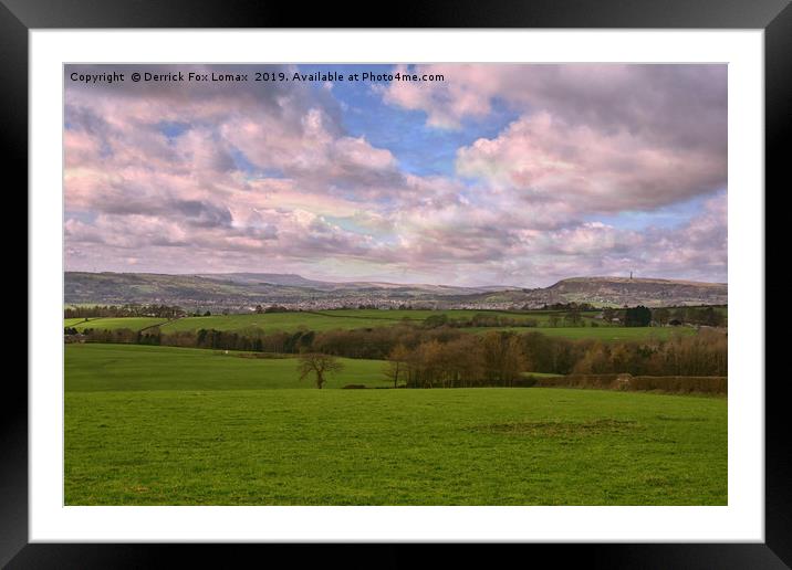 Holcombe hill and winter hill landscape Framed Mounted Print by Derrick Fox Lomax
