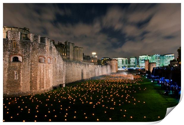 Tower Of London Torch Lit Candles Lanterns Print by Andy Evans Photos