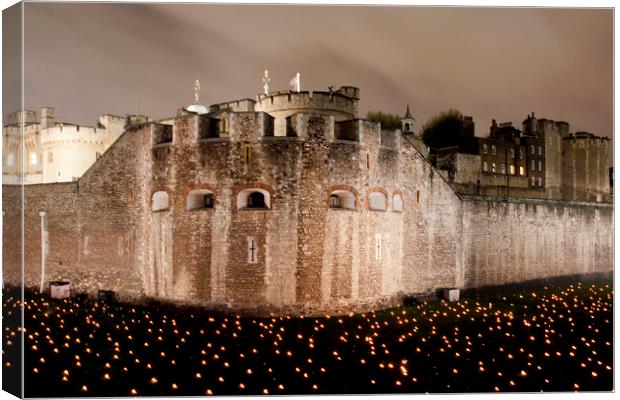 Tower Of London Torch Lit Candles Lanterns  Canvas Print by Andy Evans Photos