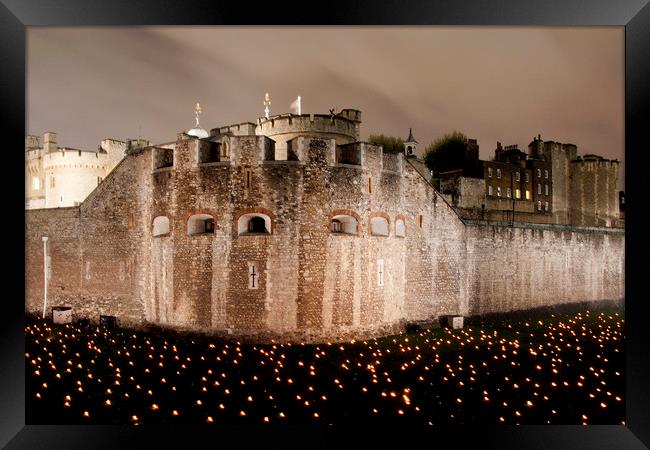 Tower Of London Torch Lit Candles Lanterns  Framed Print by Andy Evans Photos