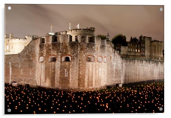 Tower Of London Torch Lit Candles Lanterns  Acrylic by Andy Evans Photos