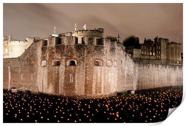 Tower Of London Torch Lit Candles Lanterns  Print by Andy Evans Photos