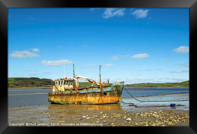The Vicky Leigh beached Ferryside Carmarthenshire Framed Print by Nick Jenkins