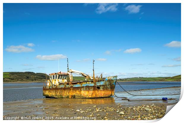 The Vicky Leigh beached Ferryside Carmarthenshire Print by Nick Jenkins