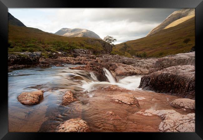 Etive Falls Framed Print by carl barbour canvas