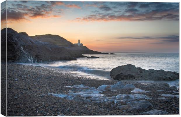 Mumbles lighthouse at sunrise. Canvas Print by Bryn Morgan