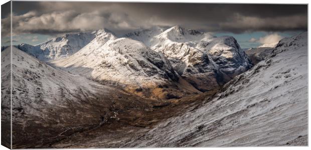 Glencoe, The Three Sisters in Winter Canvas Print by George Robertson