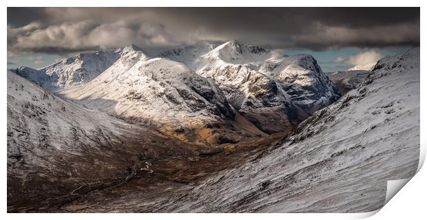 Glencoe, The Three Sisters in Winter Print by George Robertson