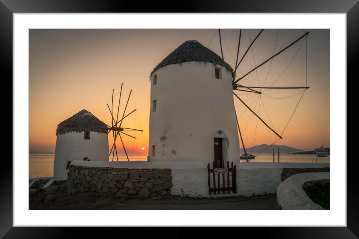 Sunset Windmills Framed Mounted Print by Naylor's Photography