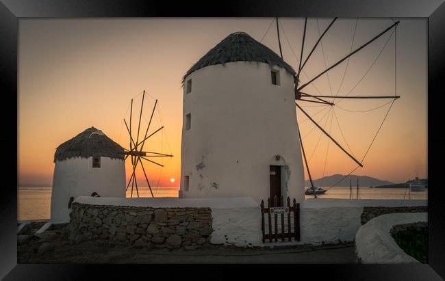 Sunset Windmills Framed Print by Naylor's Photography