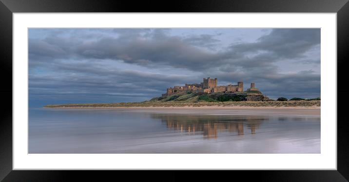 Bamburgh Castle twilight blue Framed Mounted Print by Naylor's Photography
