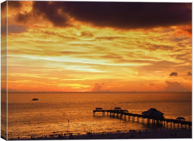 Glowing Gulf Sunset Canvas Print by Tommy Dickson