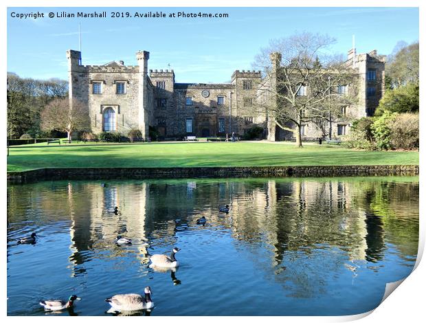 Reflections of Towneley Hall Print by Lilian Marshall