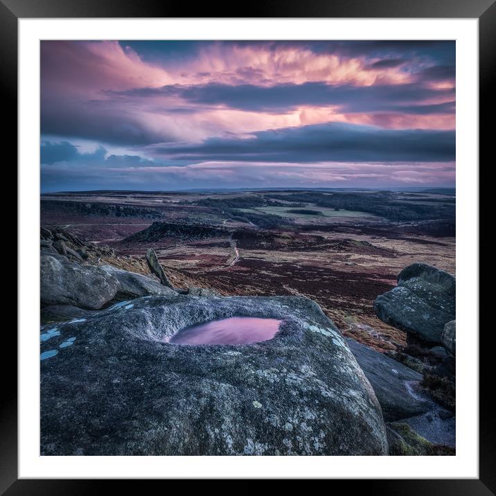 Sunset on Higger Tor Framed Mounted Print by George Robertson