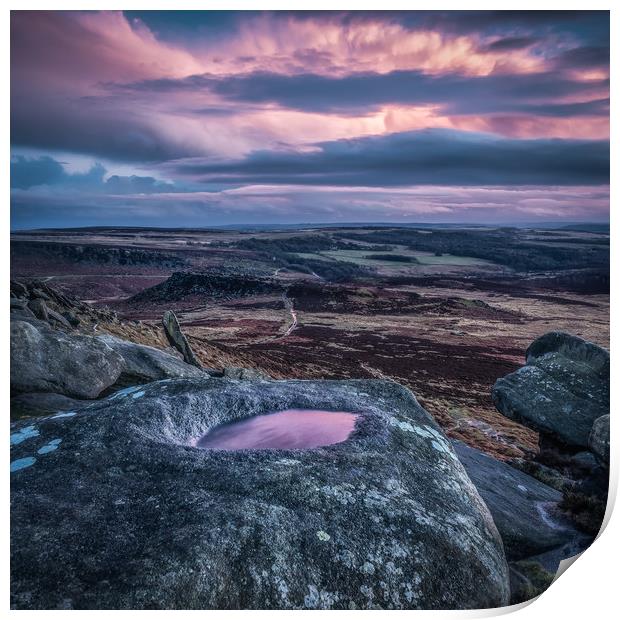 Sunset on Higger Tor Print by George Robertson