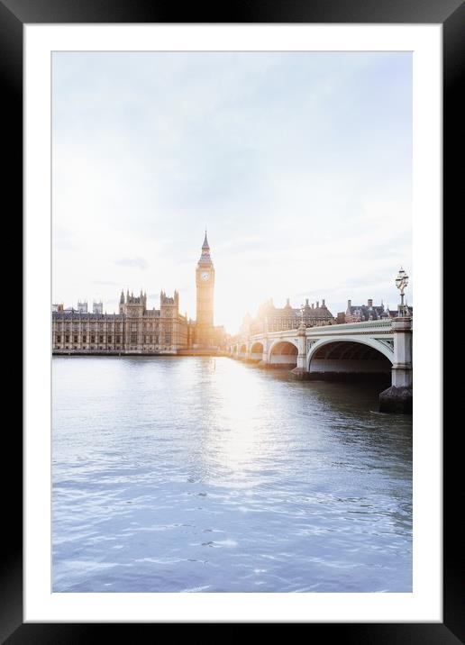 Big Ben Illuminated by Sunlight Framed Mounted Print by Jodie Hession