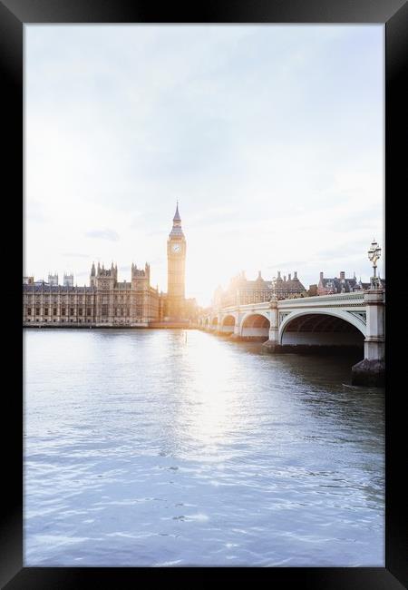 Big Ben Illuminated by Sunlight Framed Print by Jodie Hession