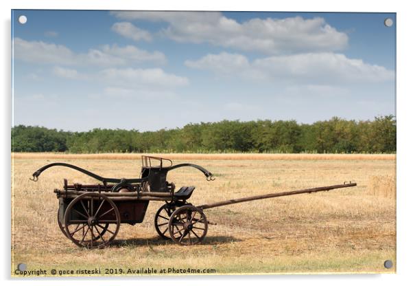 old fire wagon on field Acrylic by goce risteski