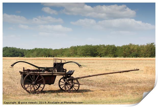 old fire wagon on field Print by goce risteski