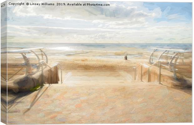 A Stroll Along Blackpool Beach Canvas Print by Linsey Williams