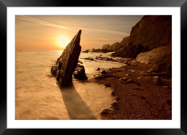Ayrmer Cove Strata Framed Mounted Print by David Neighbour