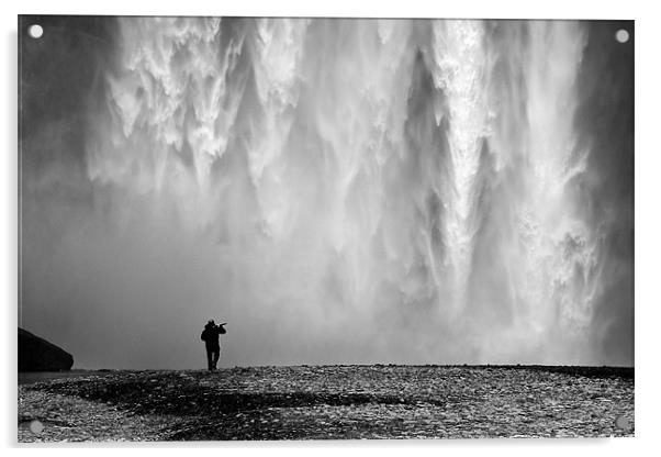 Skogafoss waterfall Acrylic by Tony Bates