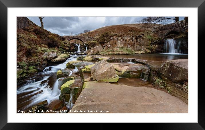 Three Shires Head Waterfalls Framed Mounted Print by Andy McGarry