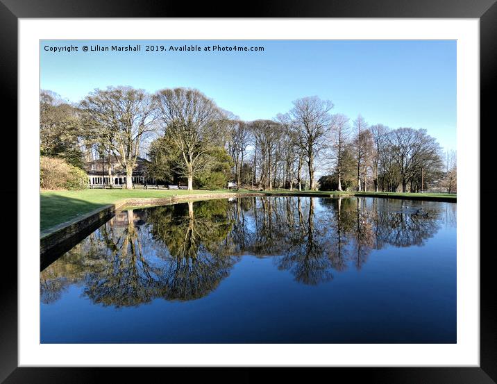 Reflections in Towneley Park.  Framed Mounted Print by Lilian Marshall
